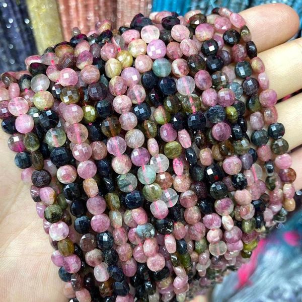 

natural gemstone tourmaline double turtle face loose beads wholesale, 4mm 6mm