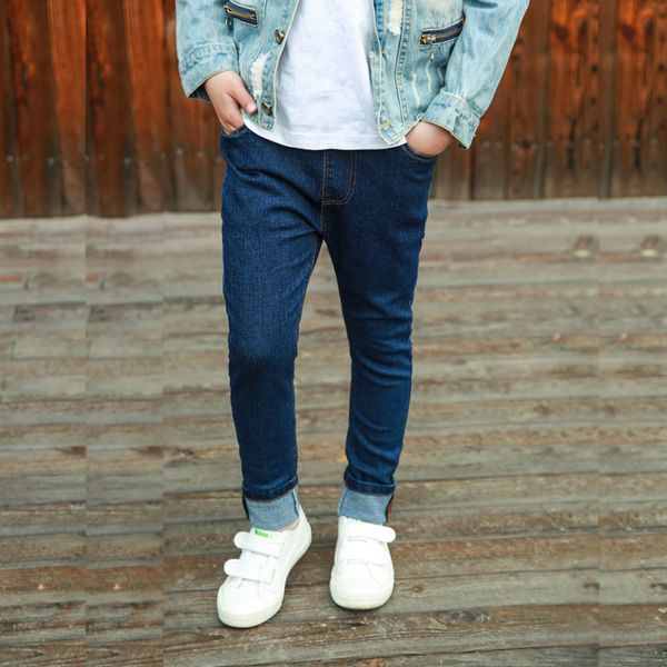 

ienens 5-13y kids boys clothes skinny jeans classic pants children denim clothing trend long bottoms baby boy casual trousers, Blue