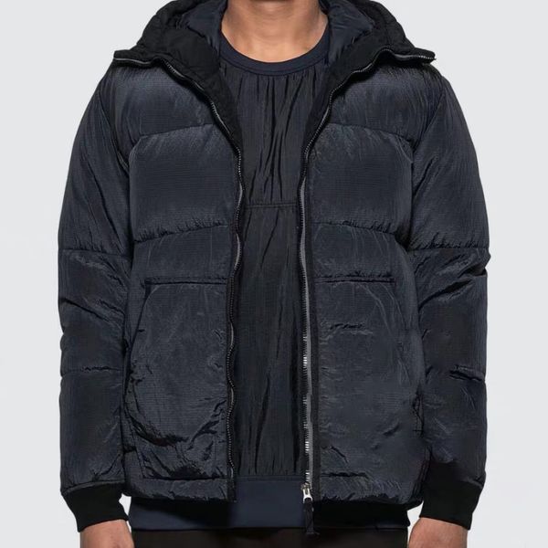 

new nylon metal down jacket winter coat 90% white duck down filling hooded jacket m-2xl black/silver 40532, Black;brown