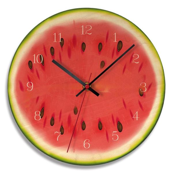 

fruit creative wall clock,frameless wooden clock for home decor