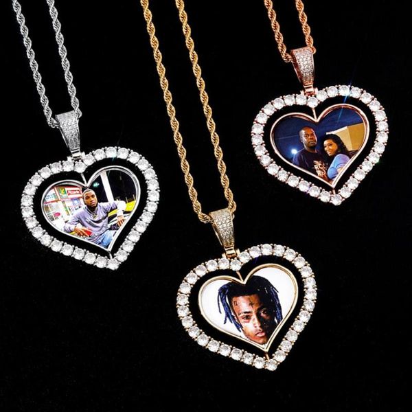 

rotating double-sided love p custom copper inlaid zircon solid pendant commemorative p diy necklace hip hop jewelry, Silver