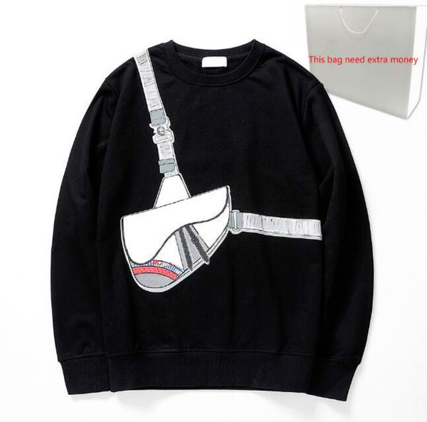 

fashion cross bag print hoodies 20fw men sweatshirts for men sweater spring pullovers streetwear hooded homme 2 colors, Black