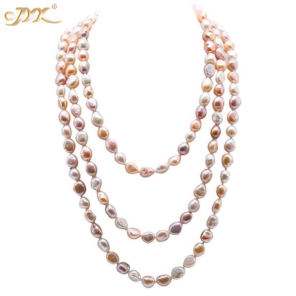 

jyx super long classic colorful baroque necklace long 8-9mm natural pearls 64" elegant jewelry for women, Silver