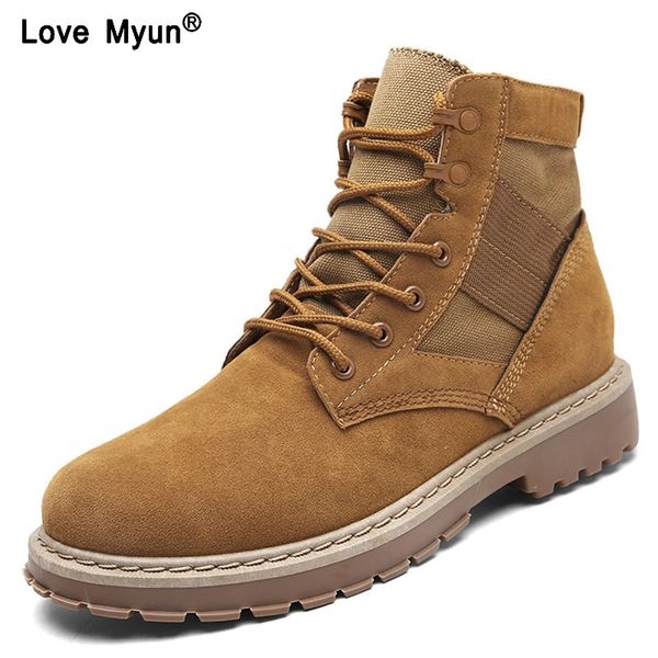 

2020 autumn mens tactical boots black leather ankle boots for men work canvas shoes vintage style lace up 25