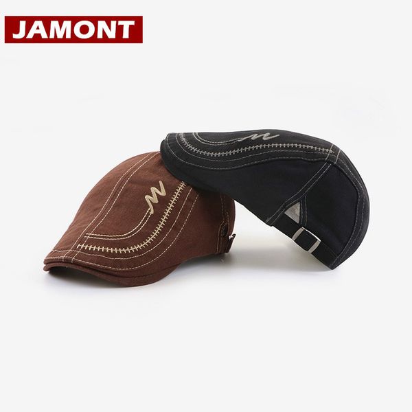 

джамонт] 2020 хлопок беретов cap мужчины женщины visor outdoor hat letter flat caps casquette регулируемый, Blue;gray