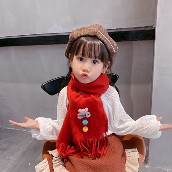 

scarves 2021 brand lovely kids scarf cashmere solid neck wraps for boys and girls cute cartton foulard autumn long, Blue;gray