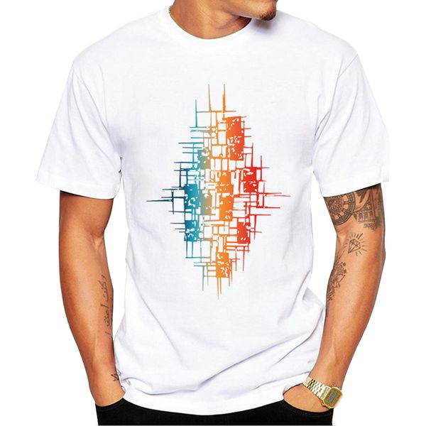 

teehub new fashion abstraction men t-shirt colorful lines printed tshirts hipster design short sleeve funny tee