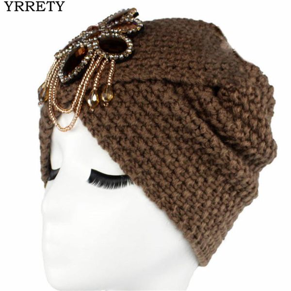 

yrrety autumn winter warm women braided turban beanies hat diamond hooded caps knitting wool female skullies stretch headdress, Blue;gray