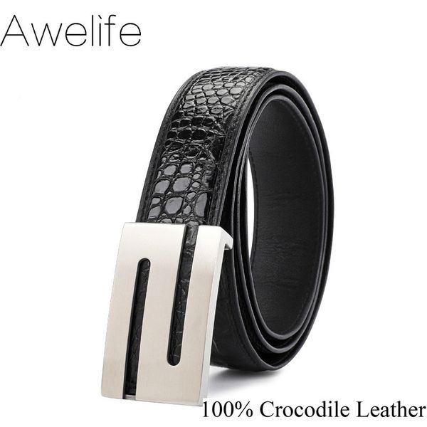 

crocodile belts men dress 100% genuine leather suit original design party wedding brand oxford casual formal luxury belt, Black;brown