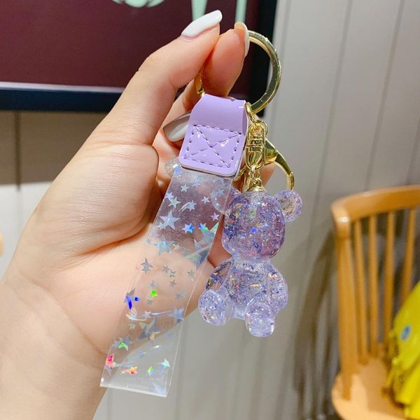 

cute colorful bear keychain practical student pendant exquisite practical creative gifts car key chain ing, Slivery;golden