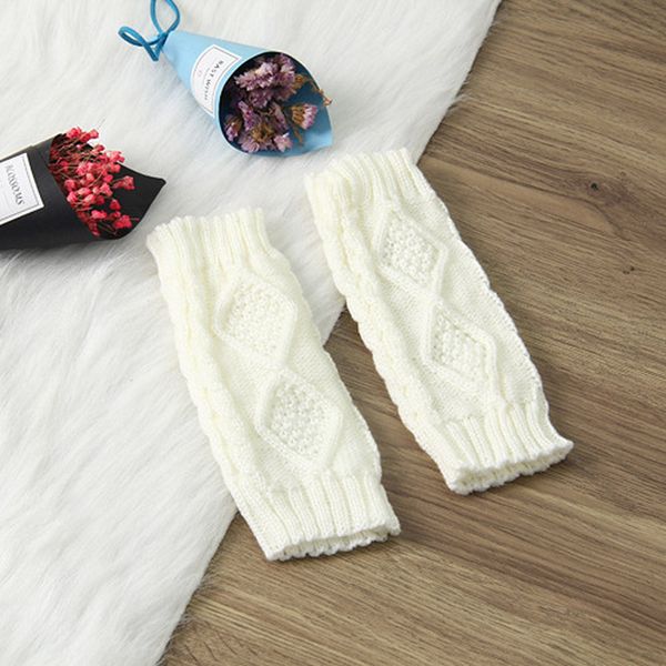 

sale women winter knit fingerless gloves warm wool knit glove 20cm jacquard half-finger mittens elastic short wrist gloves, Blue;gray
