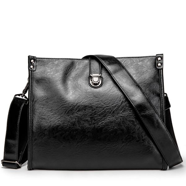 

new fashion men's bag single shoulder straddle bag men's leather business leisure envelope briefcase leather laptop