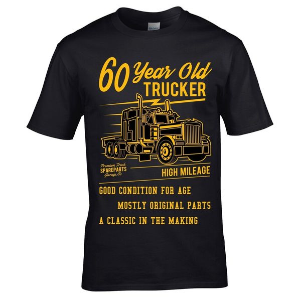 

funny 60 year old trucker retro truck driver mens t-shirt 60th birthday gift 2019 new men fashion t shirts