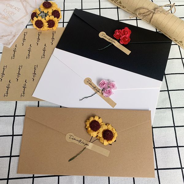 

gift wrap creative handmade diy dried flower kraft envelope writing paper set birthday blessing dragon boat festival thank invitation lett