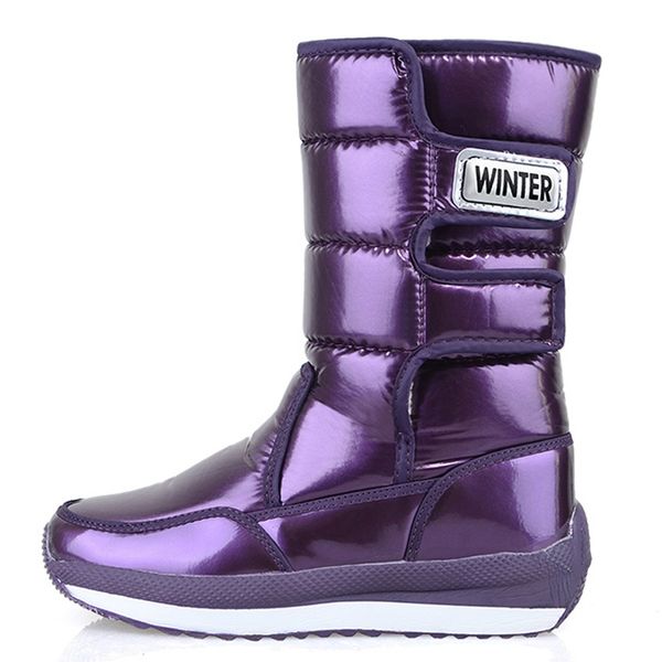 

women boots waterproof winter shoes women snow boots platform keep warm mid-calf winter with thick fur heels botas mujer, Black