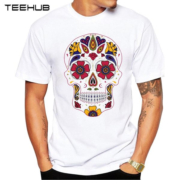 

teehub 2019 summer fashion sugar skull printed casual t-shirt short sleeve popular design t shirt hipster cool