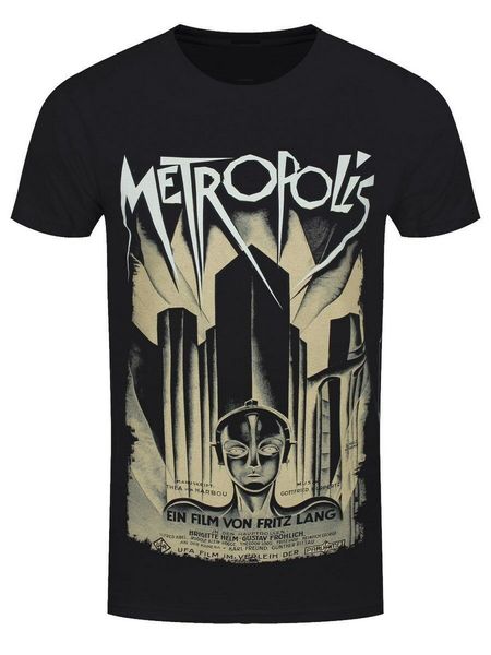 

план 9 метрополис poster art men's черная футболка забавный дизайн tee shirt