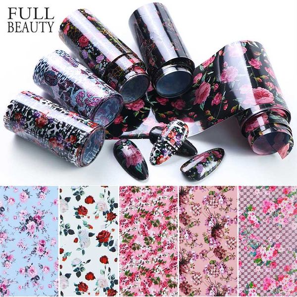 

10pc nail foil nail art sticker flower christmas leopard decals adhesive wraps gel polish designs for nails manicure xkh40-54-65, Black