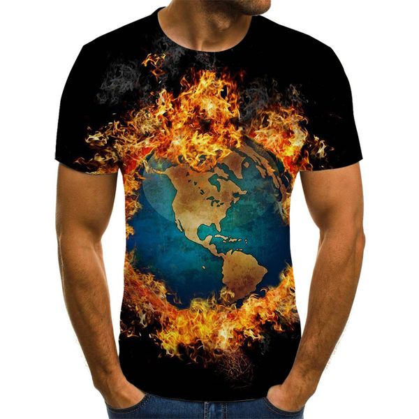 

men's t-shirts 2021 3d t shirt men tshirt summer t-shirt casual short sleeve tees o-neck streetwear flame, White;black