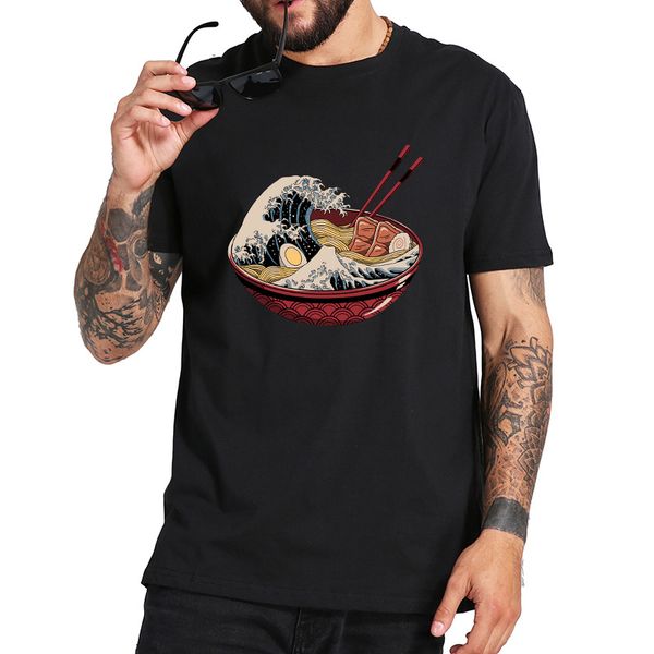 

eu size rame great wave t shirt kanagawa fashionable design black delicious noodle japan tshirt