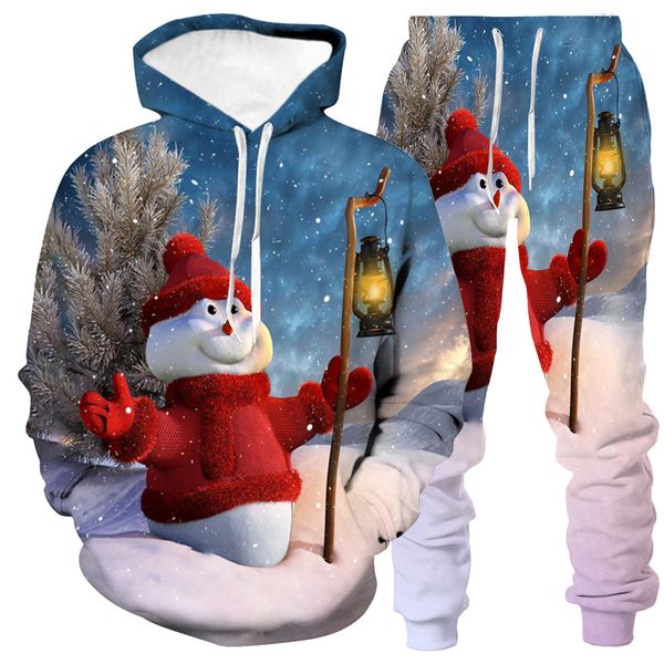 

3d балахон случайного костюм рождество hoodie печать с длинным рукавом брюки 08, Gray