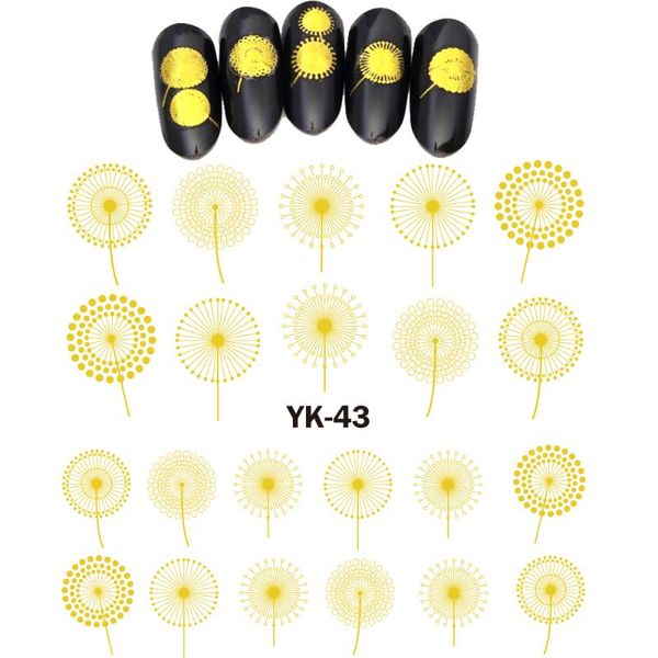 

stickers & decals uprettego gold/ silver water metallic nail flower dandelion blow ball flying umbrella yk43-48, Black