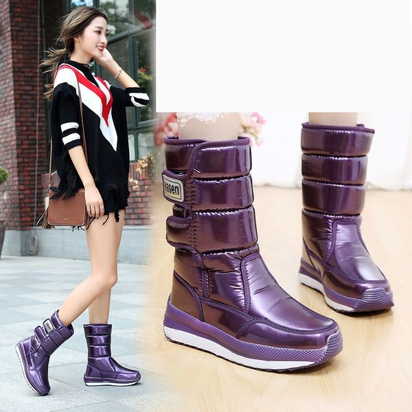 

2020 winter snow boots women cotton warm shoes for cold deep winter antiskid waterproof purple gold black grey red camouflage