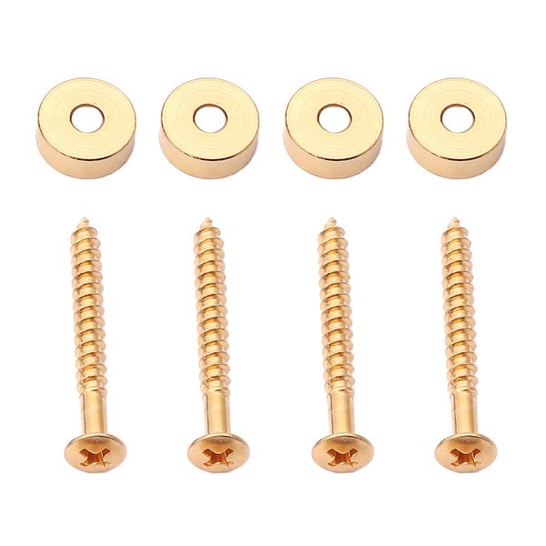 

set of 4 iron guitar bass neck joint ferrules bushings with mounting screws golden
