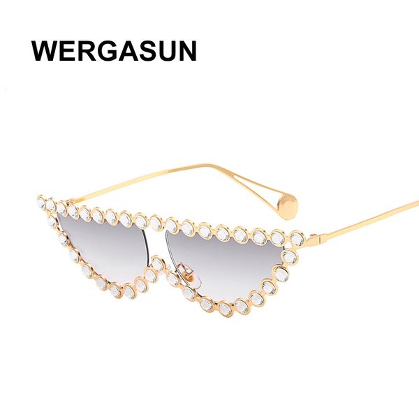 

sunglasses wergasun 2021 cat eye women cute brand designer summer retro small frame cateye sun glasses, White;black