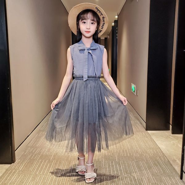 

baby girl clothes summer clothes tulle skirt suit 2020 children sleeveless +mesh princess skirt 2 piece kids' things, White