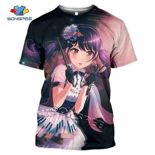 

anime cute girl bang dream summer 3d print shirts humor kawaii anime men clothing