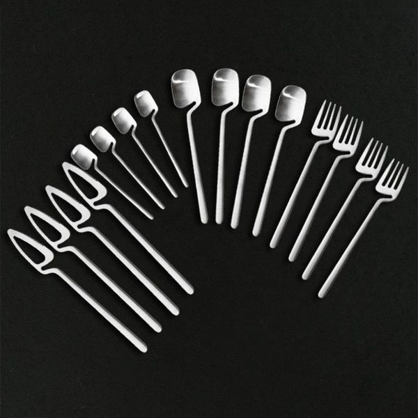 

siilver 304 stainless steel dinnerware set 16pcs matte flatware cutlery coffee spoon fork knife western utensils tableware set