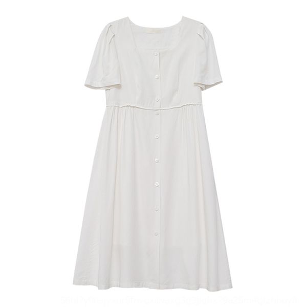 

tg square collar open collarbone loose dress for women 2020 summer new mori style light mature mid-style dress 11679 1wxse, Black;gray