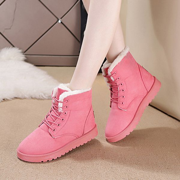 

2020 winter new style snow boots women's short boots student korean version warm lacp-up cotton shoes, Black