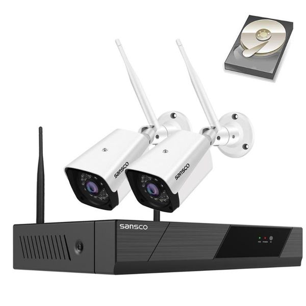 

sansco 4ch hd wireless wifi система cctv kit h.265 1080p nvr ir-cut безопасности ip-камера открытый видеонаблюдение детектор движения
