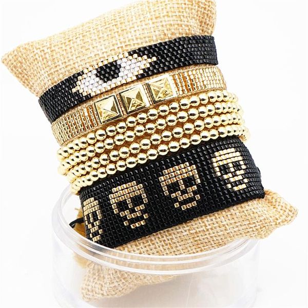 

charm bracelets grapes miyuki turkish evil eye bracelet men skull jewelry summer women handmade joyeria gold stainless steel, Golden;silver