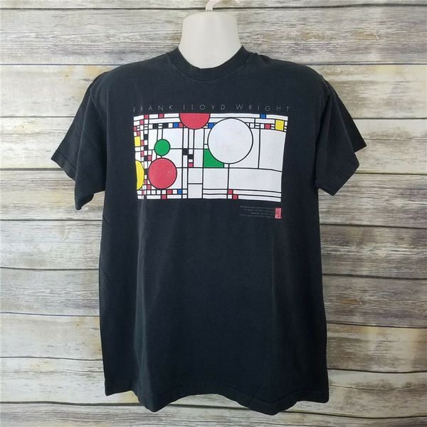 

фрэнк ллойд райт xl vtg 1993 черная футболка конфетти и воздушные шары одного стежка мода tee shirt