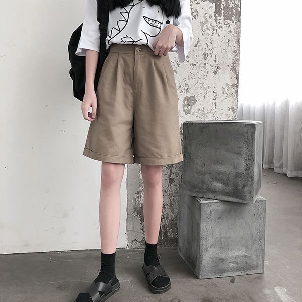 

goohojio 2020 new solid color shorts women all-match summer autumn women's shorts high waist simplicity oversized women, White;black