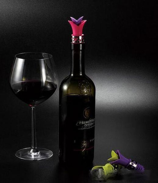 

new arrive lily wine bottle sers silicone approved food grade durable wine pourer bar tools colors