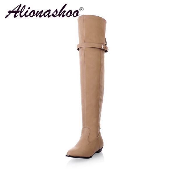 

thigh high flat boots women over the knee boots comfort fall winter faux suede fashion shoes woman plus size 34-48, Black