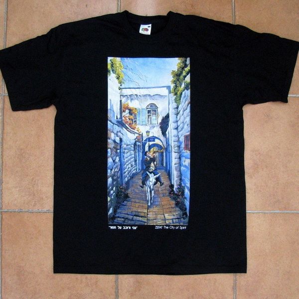 

jewish art t shirt made in israel original painting gadi dadon black 100% cotton cartoon t shirt men new fashion