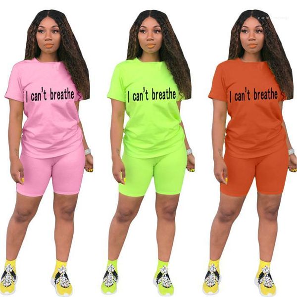 

short sleeve tshirt loose solid color shorts famale casual sport set letter summer tracksuit for women o-neck, Gray