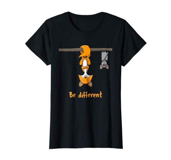 

be different funny red fox black t-shirt s-3xl plus size tee tshirt