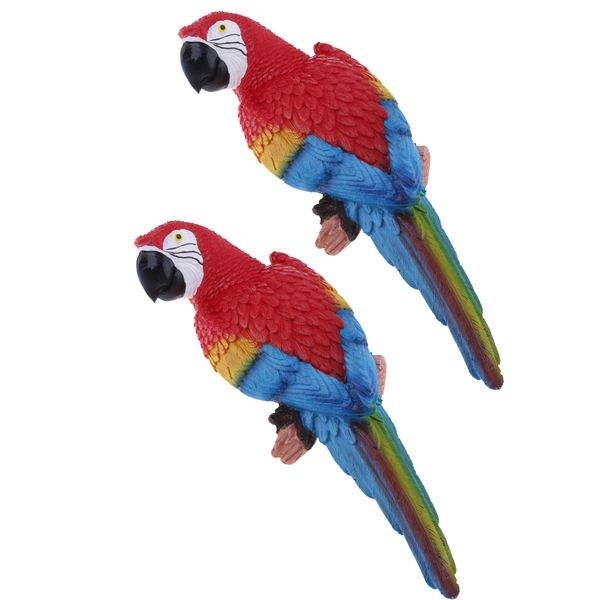 

2x реалистичная parrot смола птица животных орнамент висячие 31см смотри левый красный