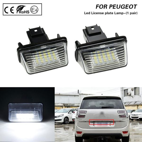 

for 206 2d 4d 3d/5d 207 306 307 308 406 407 partner tepee led license plate light number plate lamp 2pcs white