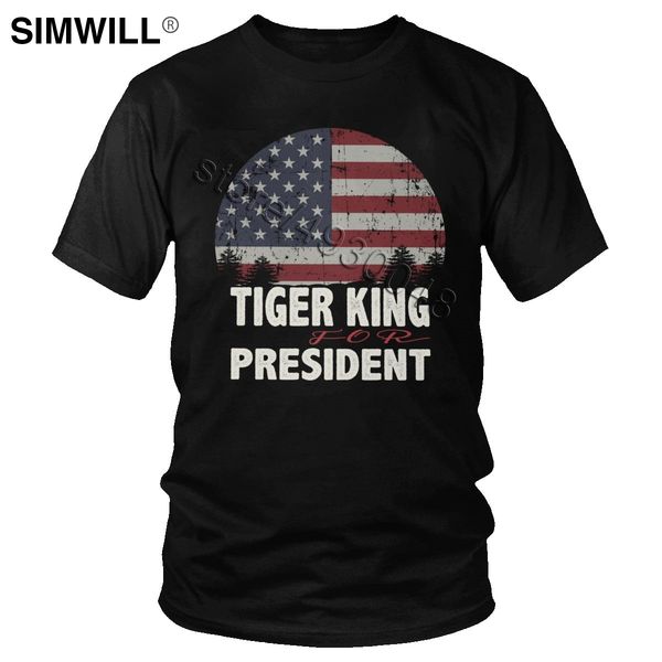 

retro tiger king joe exotic usa flag t-shirt men's cool short sleeve cotton tees crew neck election for president t shirt