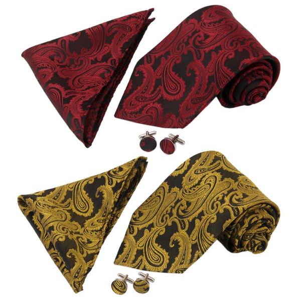 

2 set multi-color классический mens paisley галстук платок matching шеи галстук, Black;gray