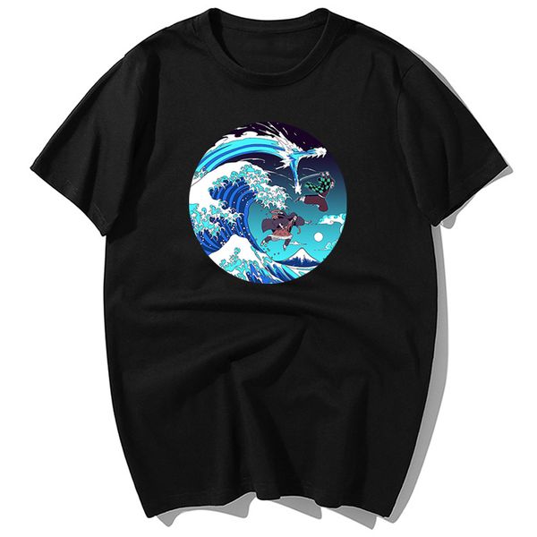 

охладить япония аниме demon slayer kimetsu нет yaiba hip hop футболки summer мужские футболки повседневная хлопок tshirt harajuku streetwear