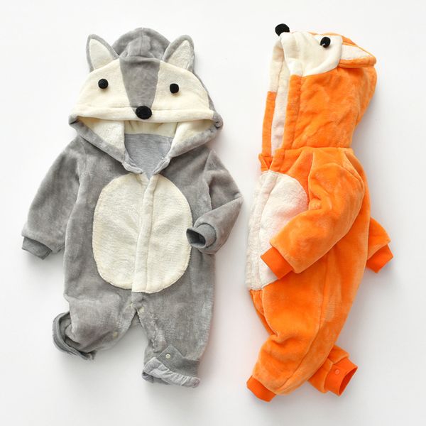 

2020 spring and autumn new men and women baby out furry jump suit fox shape two-color optional cute crawling clothes, Blue