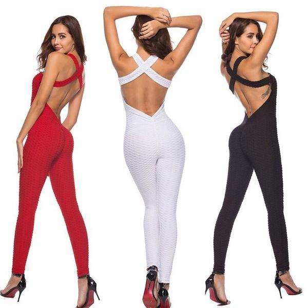 

yoga outfits women set siamese tracksuit sportswear jumpsuits overalls gym wear running clothing fitness outfit sport suit, White;red